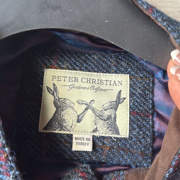 Peter Christian Harris Tweed® Harrington Jacket Navy size XL nwt - Picture 8 of 9